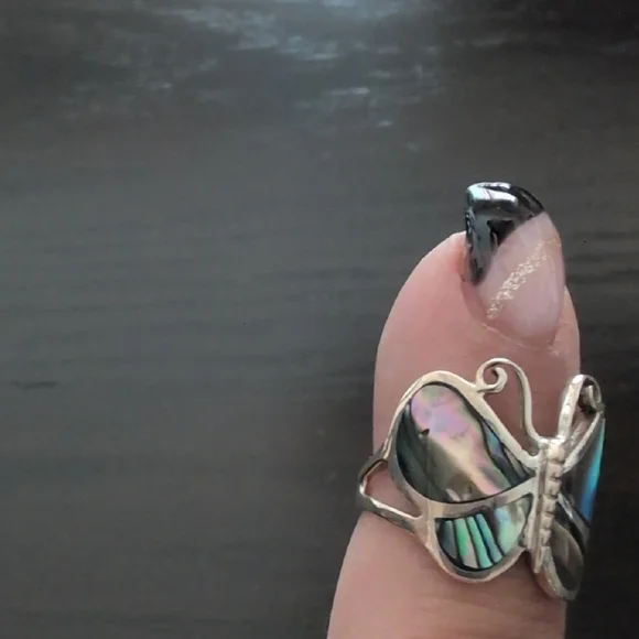Sterling Silver Butterfly Ring Abalone - Picture 9 of 10